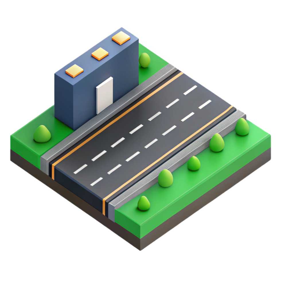 immaculate energetic impressionist Isometric road with clean lines. Scalable, minimal design with Scalable Design. handcrafted png