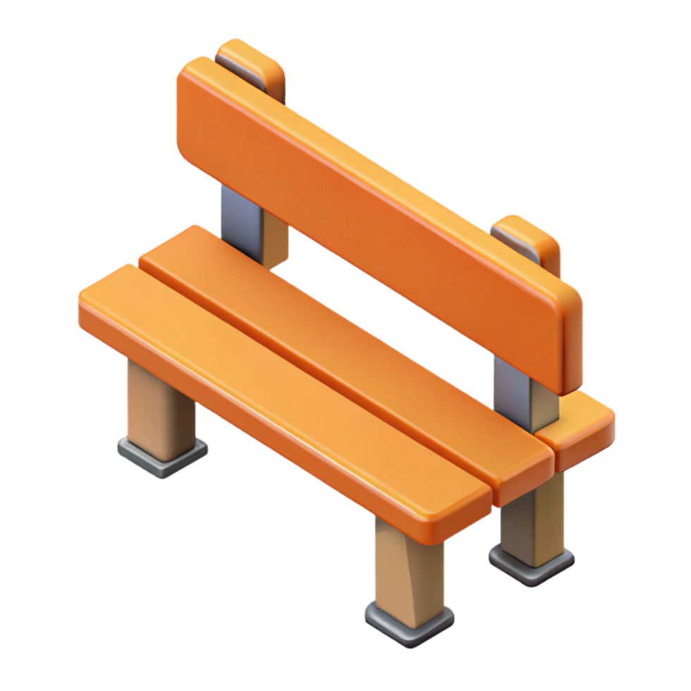 whimsical immaculate Isometric park bench with crisp edges. Flat color, symmetrical design with Scalable Design. high resolution png