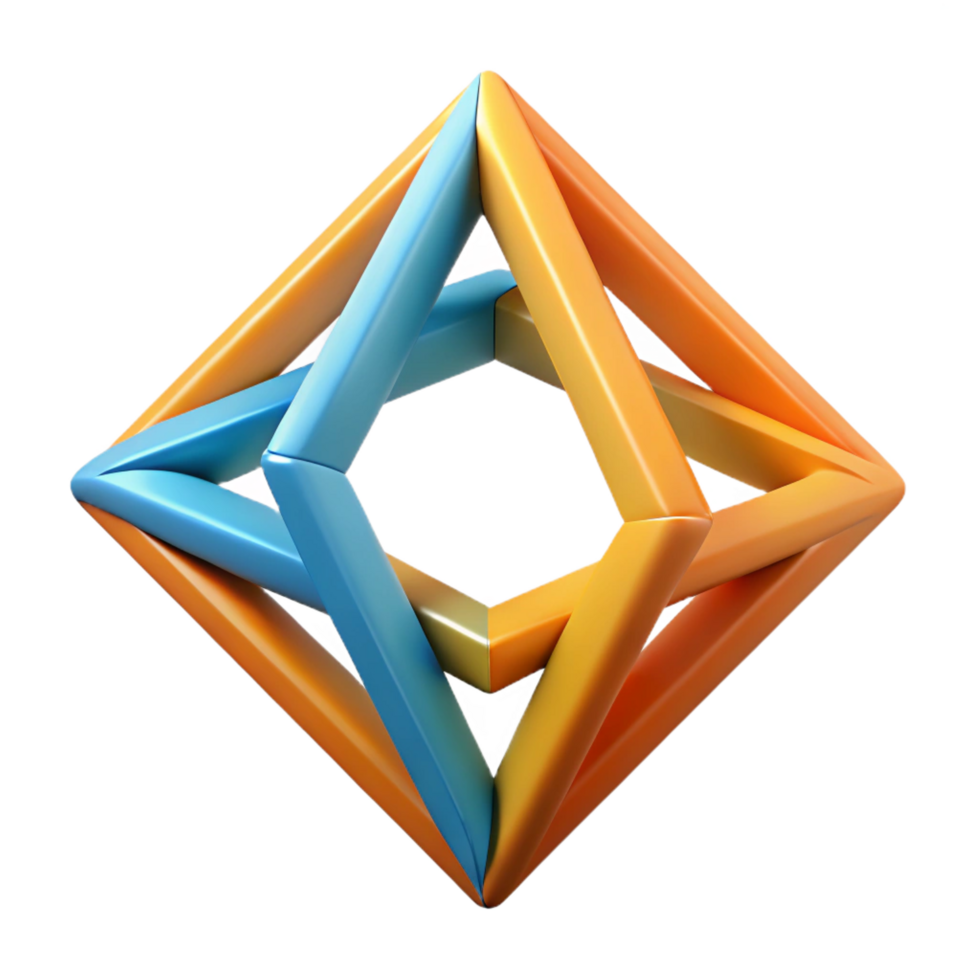 dramatic dynamic geometric Geometric logo of interconnected triangles. Flat color, crisp edges, with Scalable Design. museum quality png