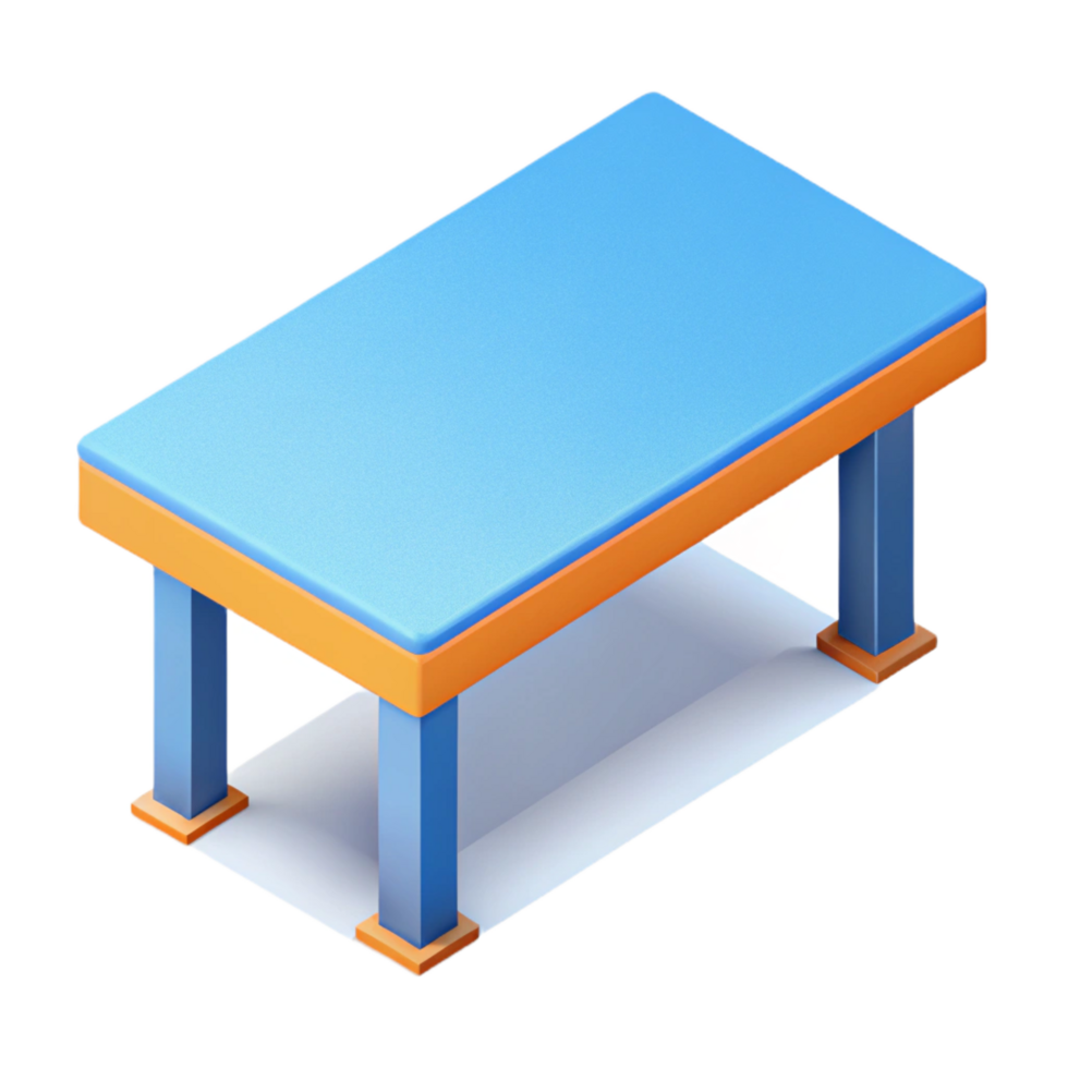 célebre gótico isométrico mesa com plano cor. limpar \ limpo linhas, peso único acidente vascular encefálico com escalável Projeto. fresco png