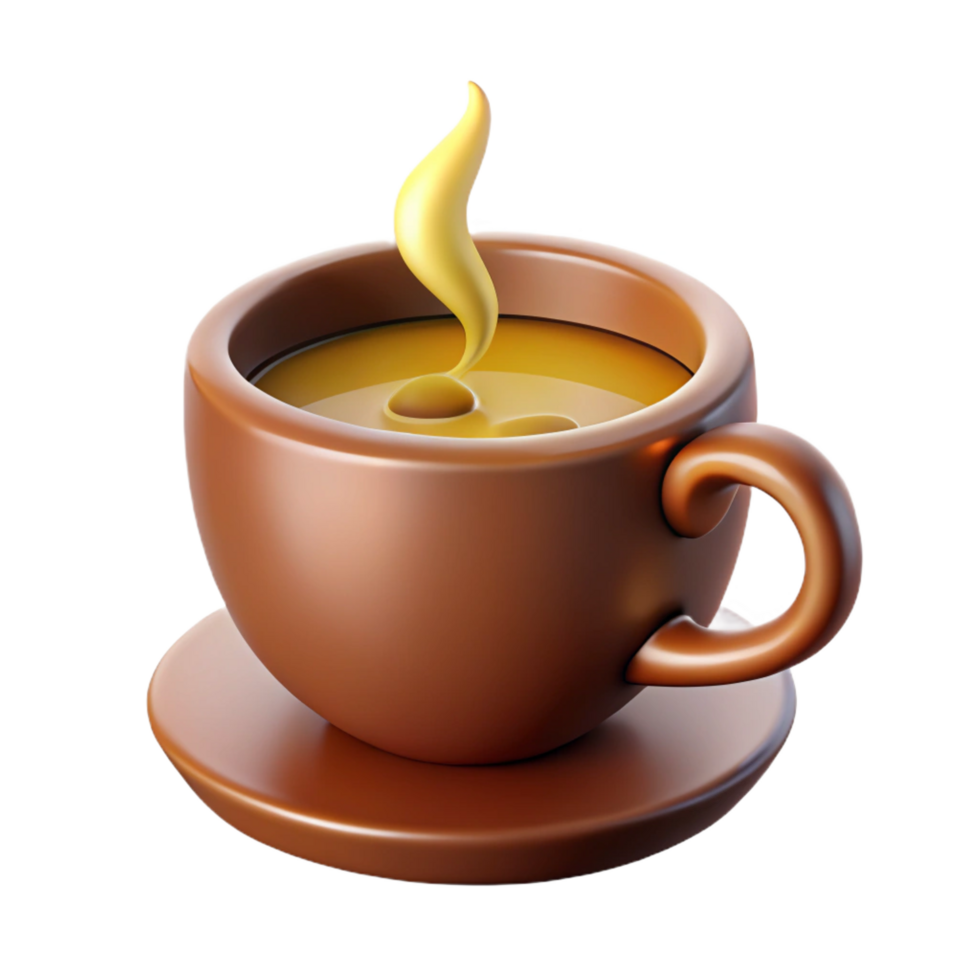 acclaimed art deco Stylized coffee cup icon with steam. Crisp edges, flat color with Scalable Design. masterfully captured png