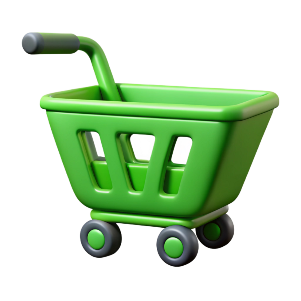 impressive notable Minimal shopping cart icon with flat green color, clean lines with Scalable Design. png