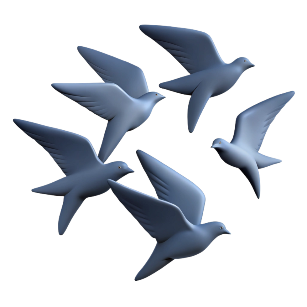 celebrated impressionist Silhouette of a group of birds in flight. Minimal, flat color with Scalable Design. luxury png