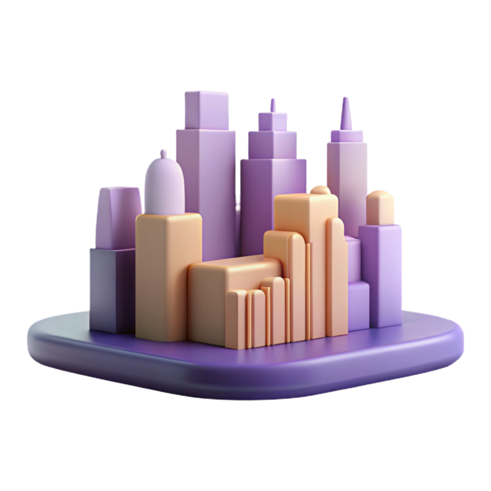harmonious magnificent Silhouette of a cityscape. Minimal, flat color with Scalable Design. precision png