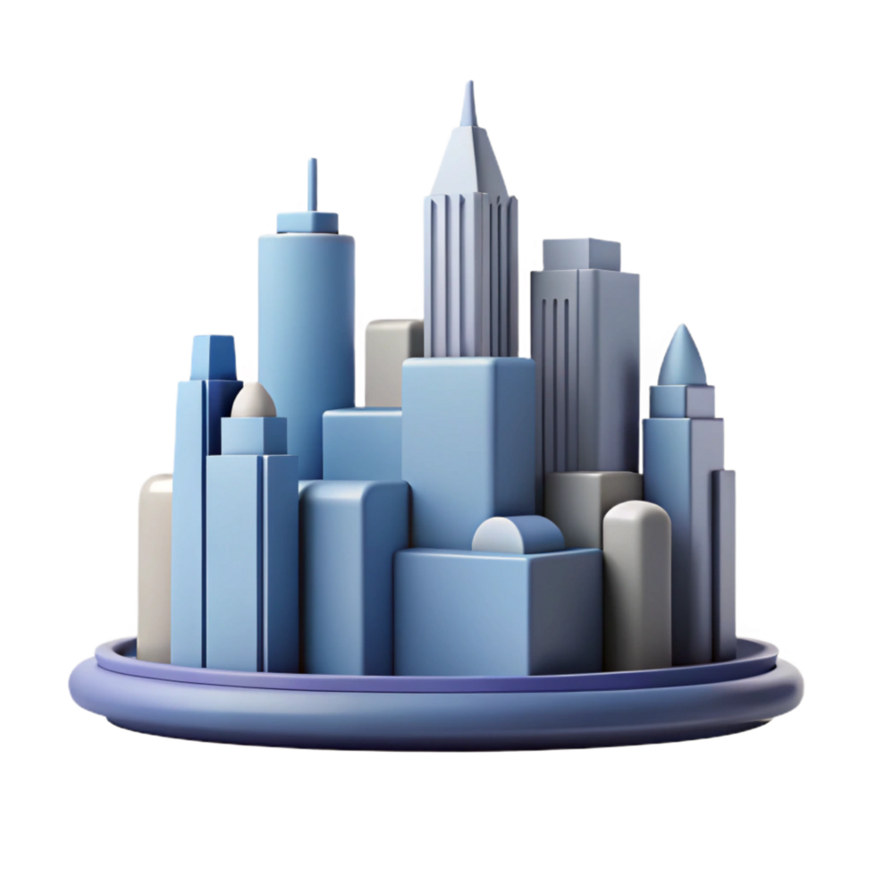 intense exquisite Silhouette of a cityscape. Minimal, flat color with Scalable Design. artisan png