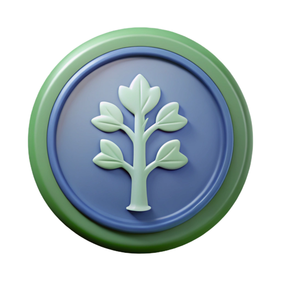enchanting distinctive Circular badge with a stylized tree silhouette. Minimal design, flat color, with Scalable Design. png