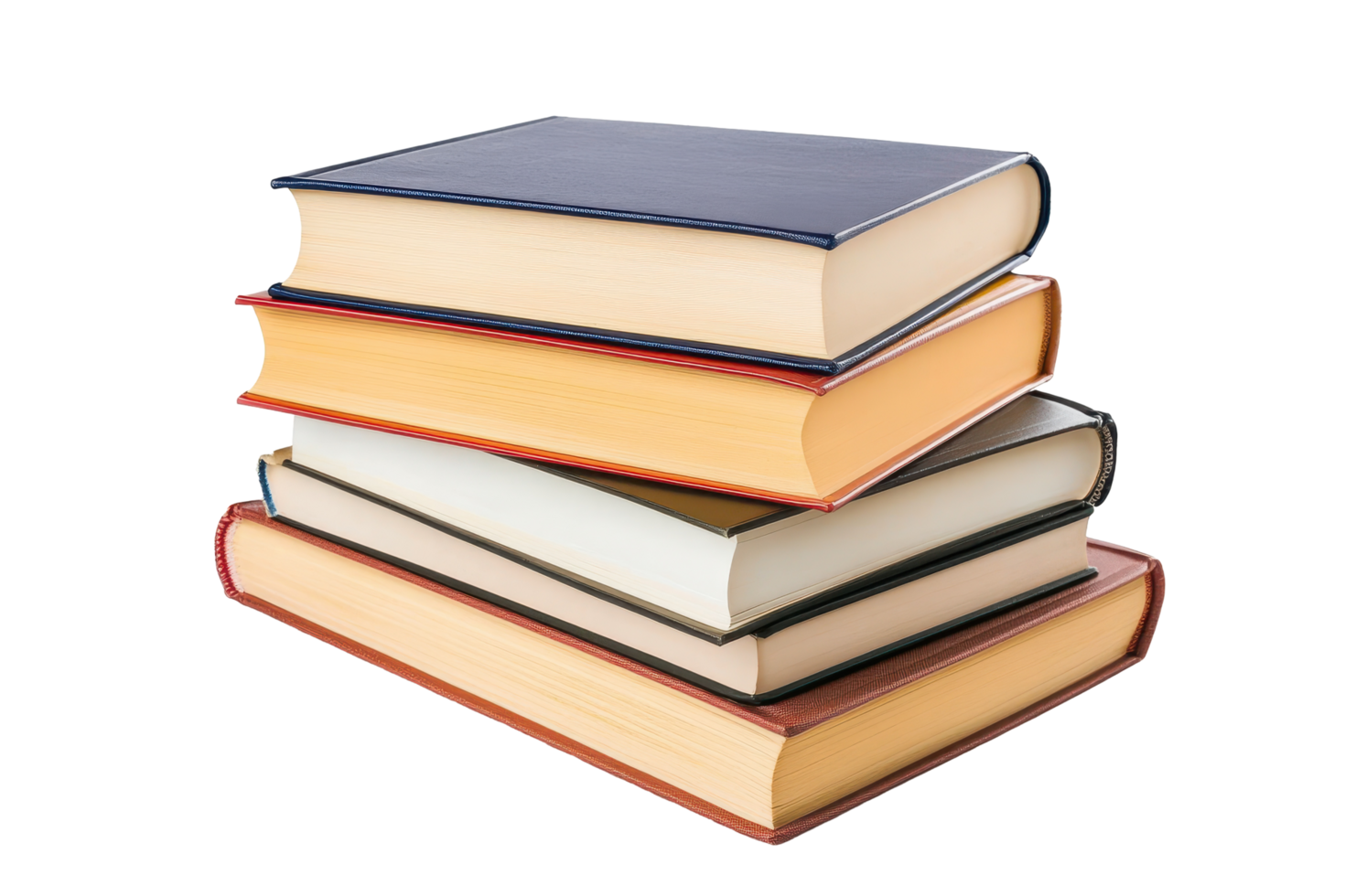 Stacked books of various colors and textures png