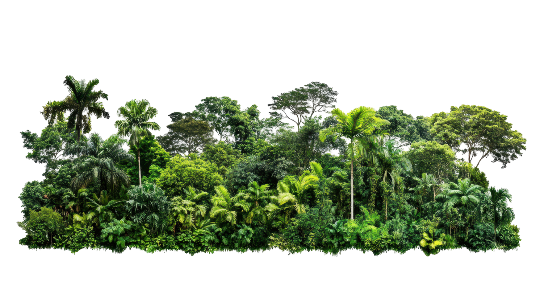 Lush tropical forest scene with dense foliage png