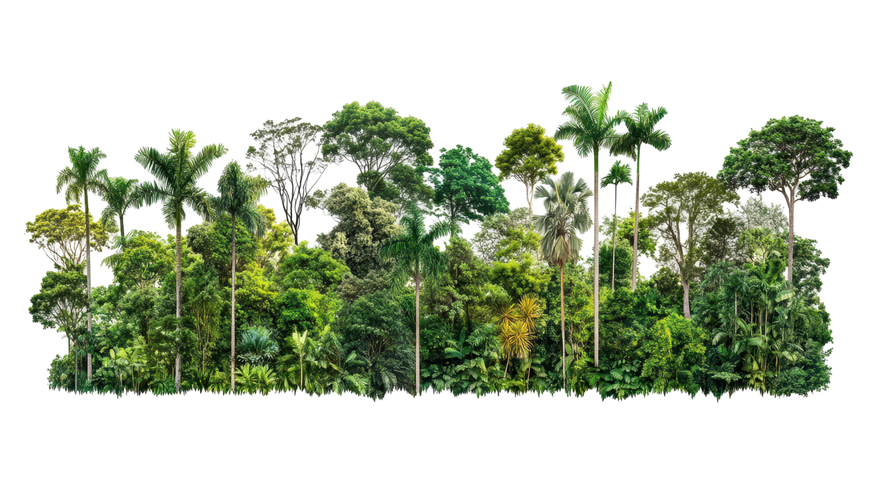 Lush tropical forest landscape illustration. png