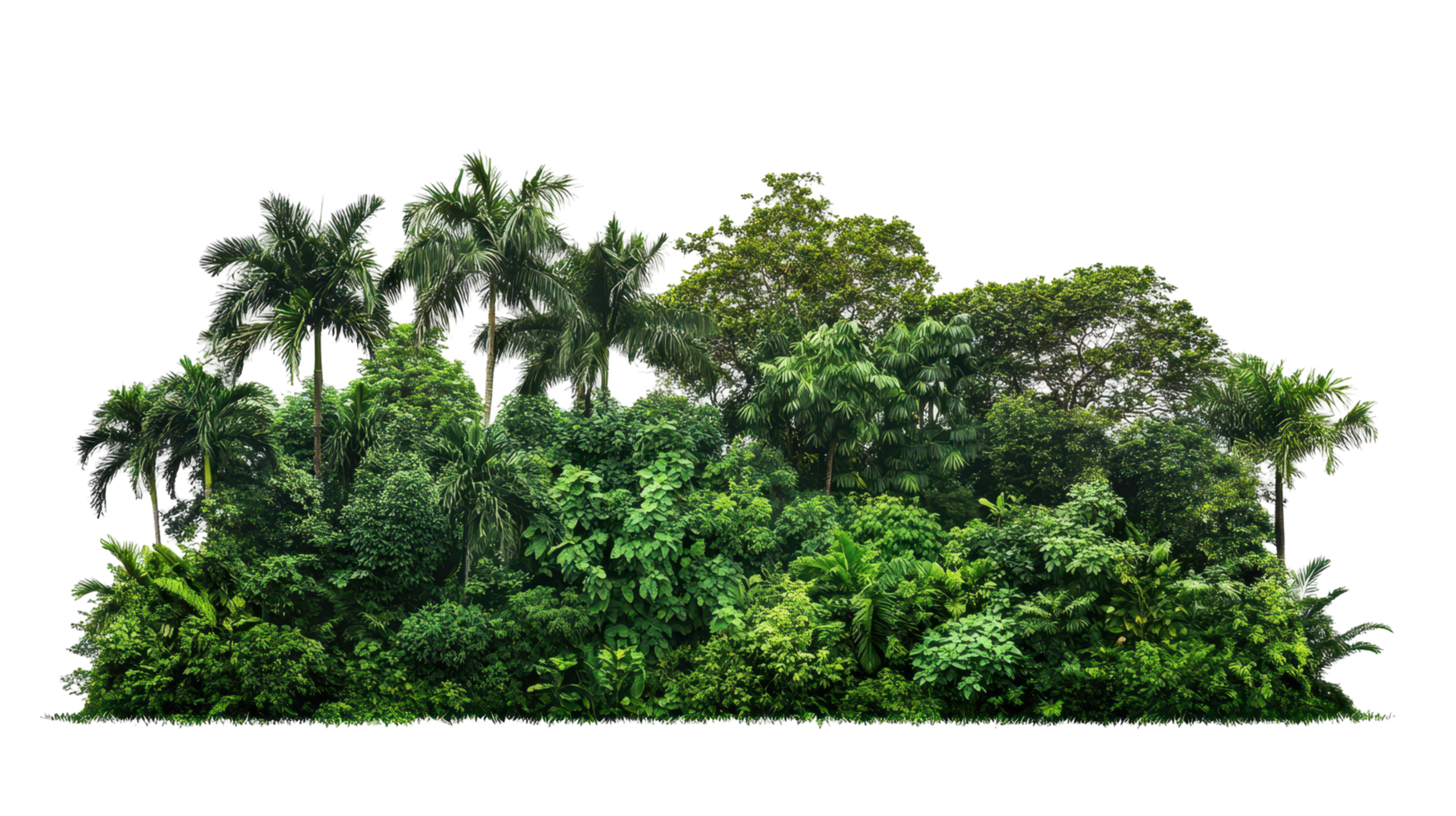 Lush tropical vegetation encompassing a dense forest area. png