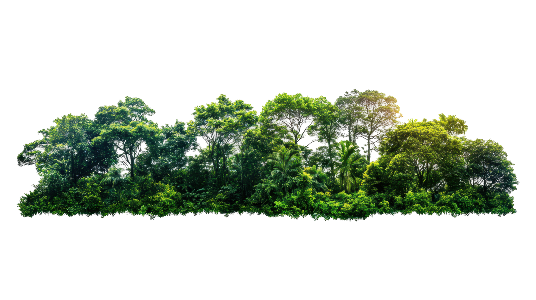 Lush tropical foliage in a dense forest canopy. png