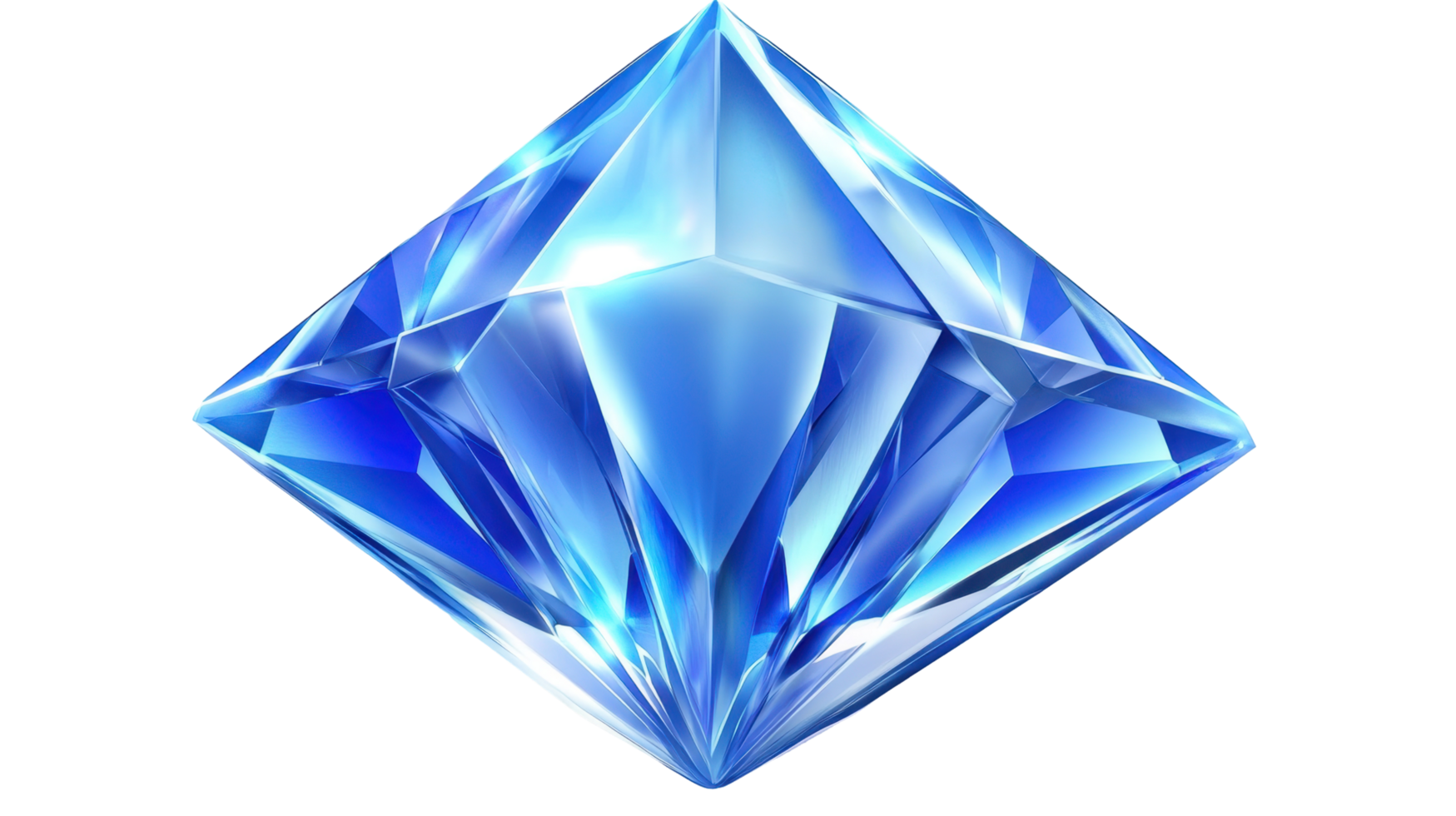 Intricate illustration of a brilliant blue gemstone. png