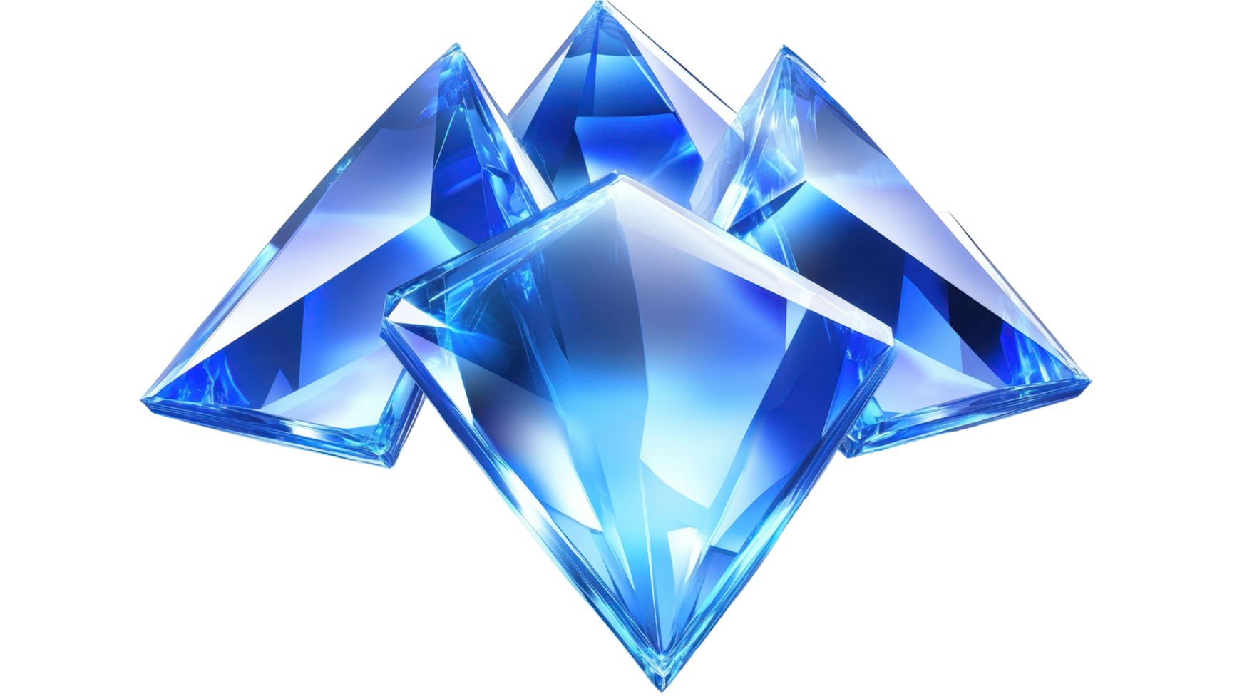 Abstract design of several brilliant blue crystals. png