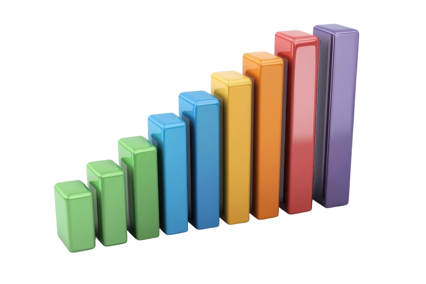 Colorful, rising, geometric shapes in a graphical display. png