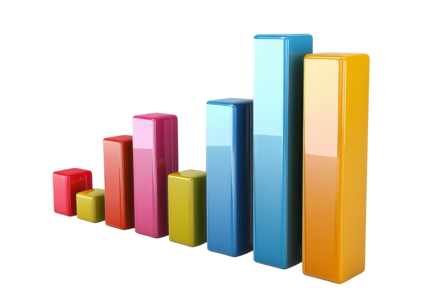 Colorful 3d bar graph illustration displaying growth. png