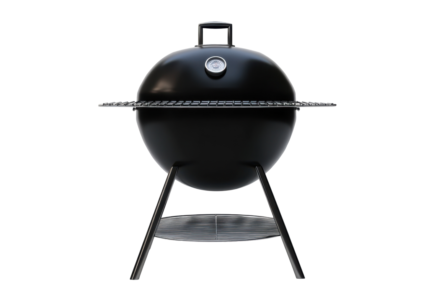 Modern black barbecue grill, isolated on a plain background. png