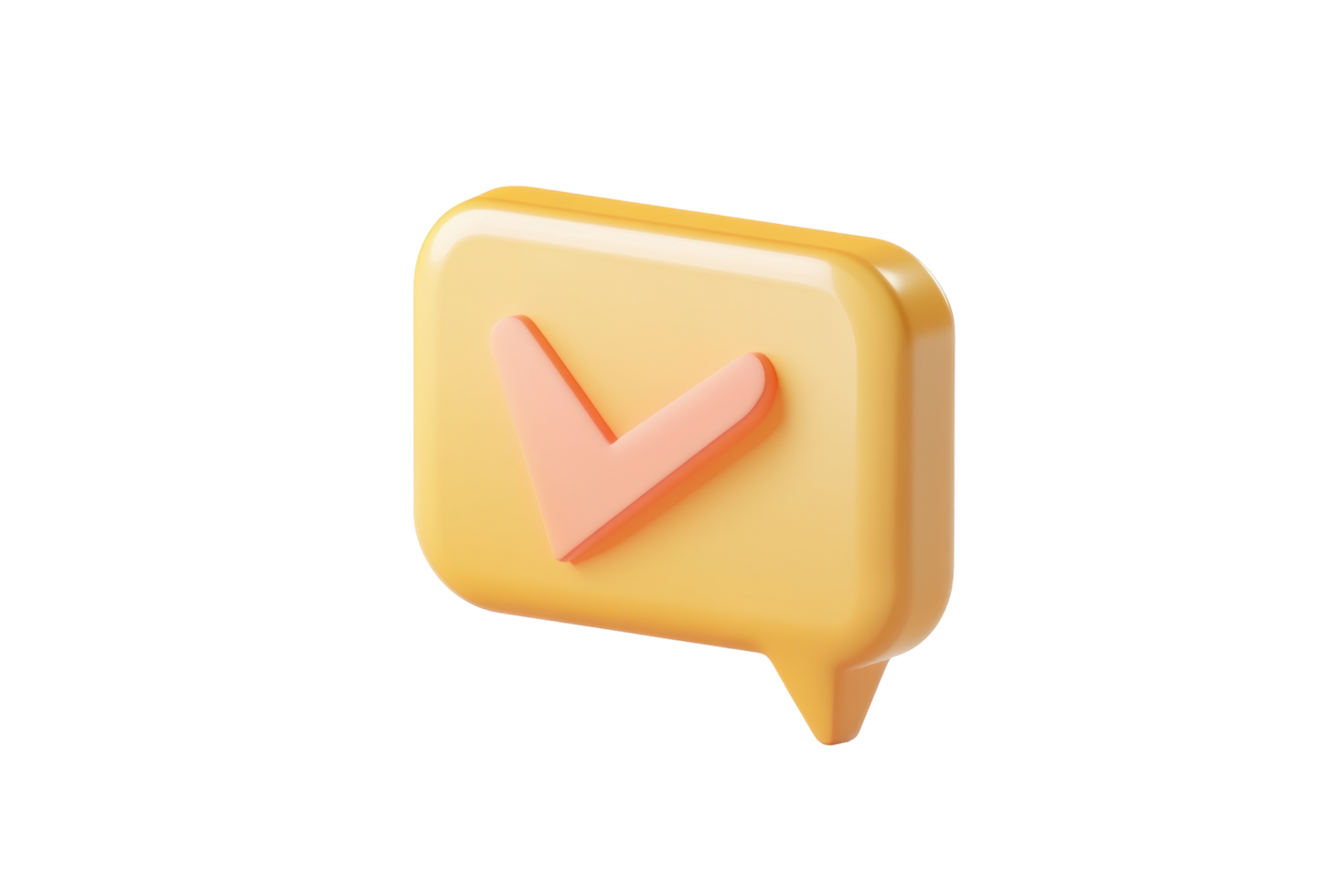 3D rendered speech bubble with a check mark. png