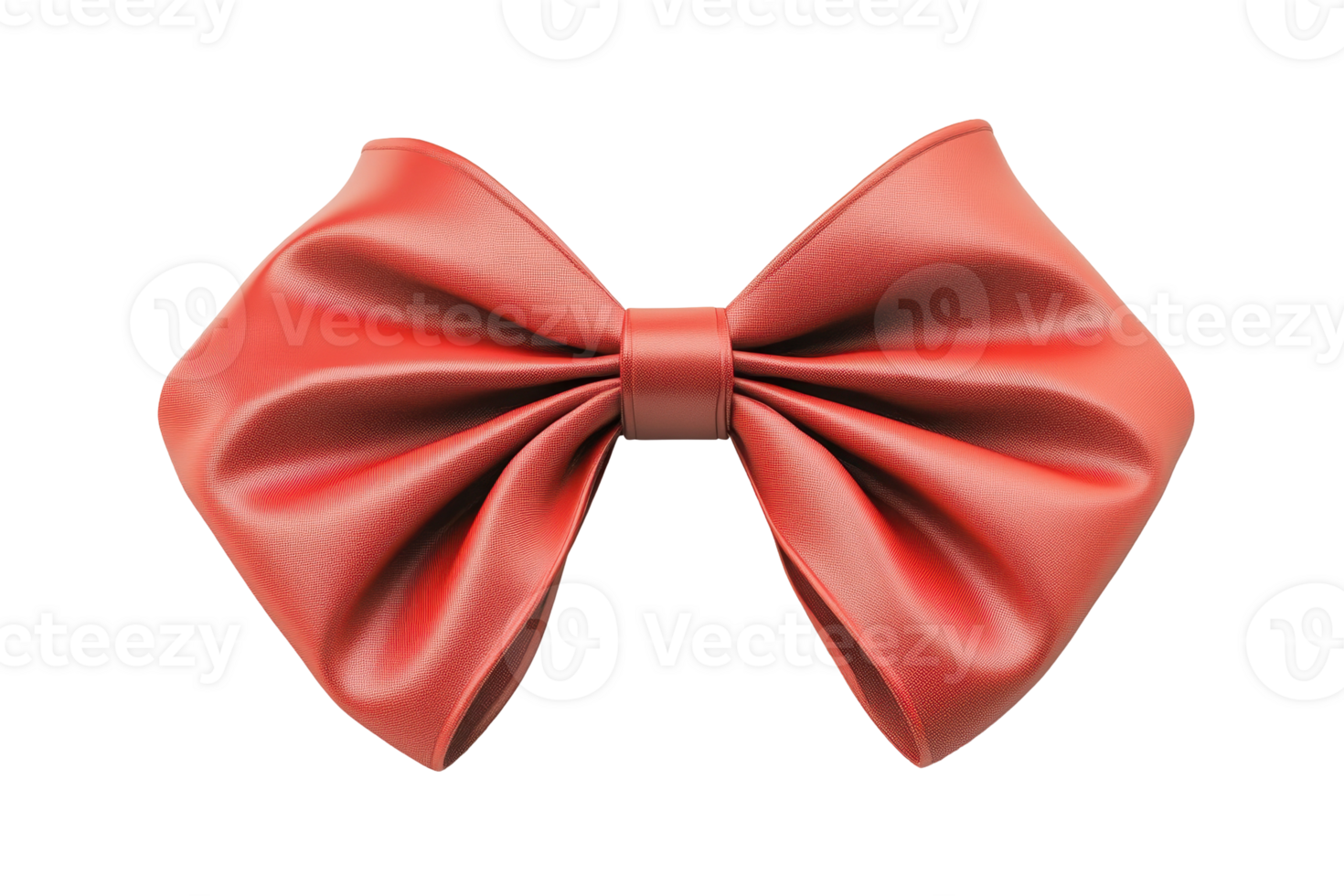Close-up view of a rich coral ribbon bow. png