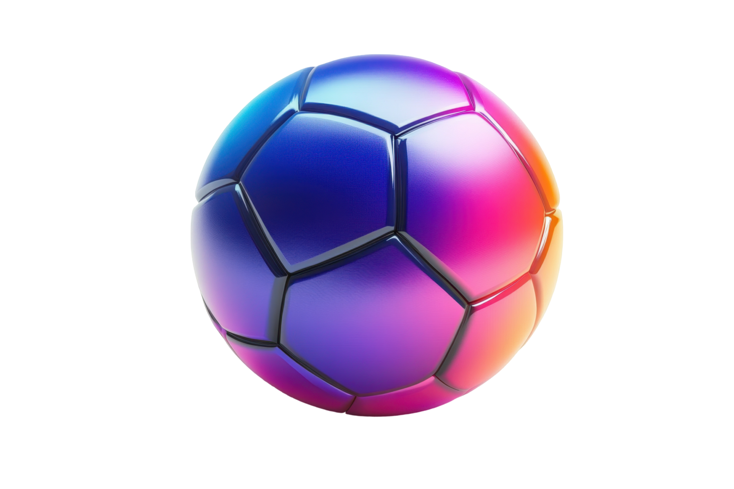 Colorful soccer ball, vibrant hues, digital rendering. png