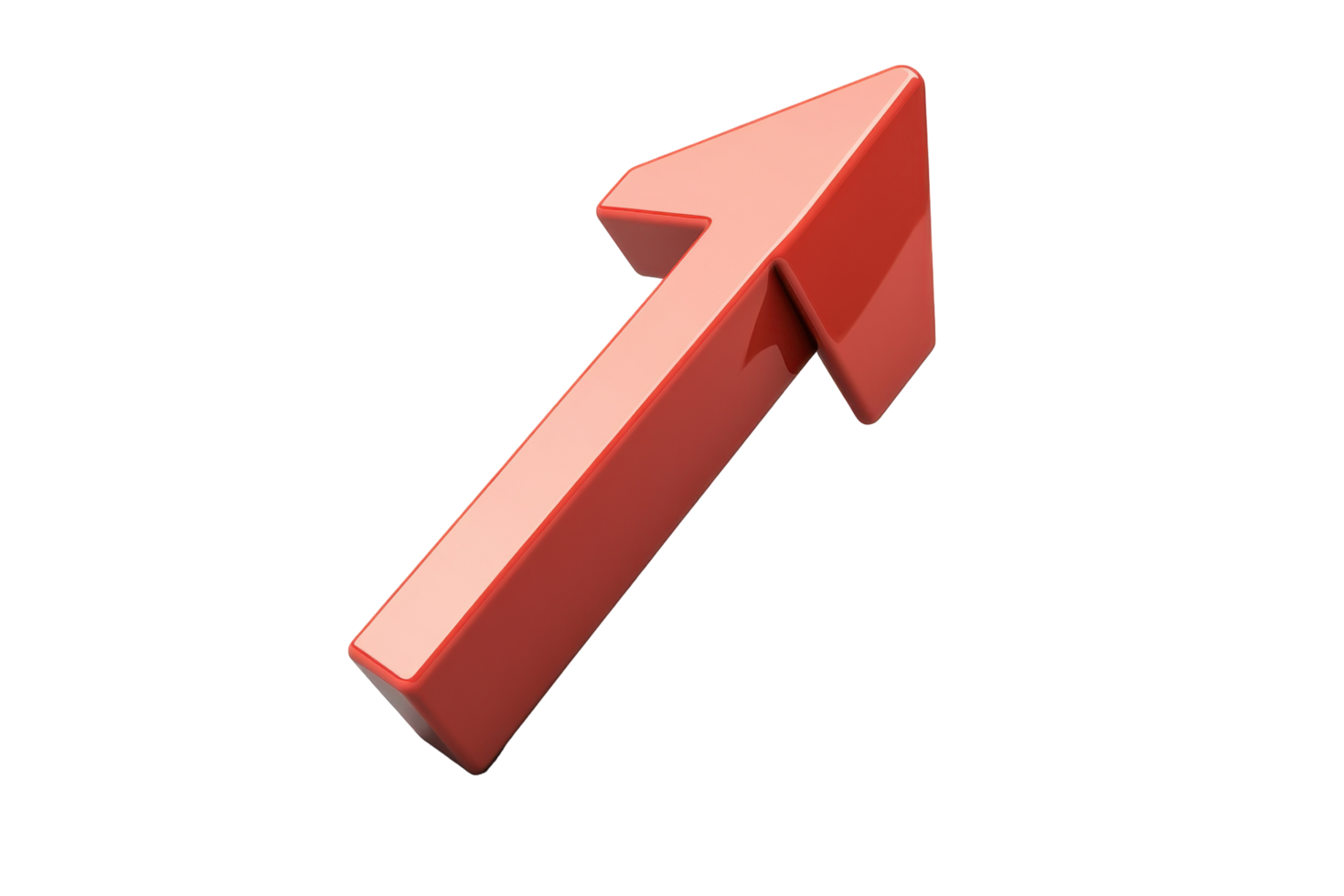 Three-dimensional graphic of a red arrow ascending a red surface. png