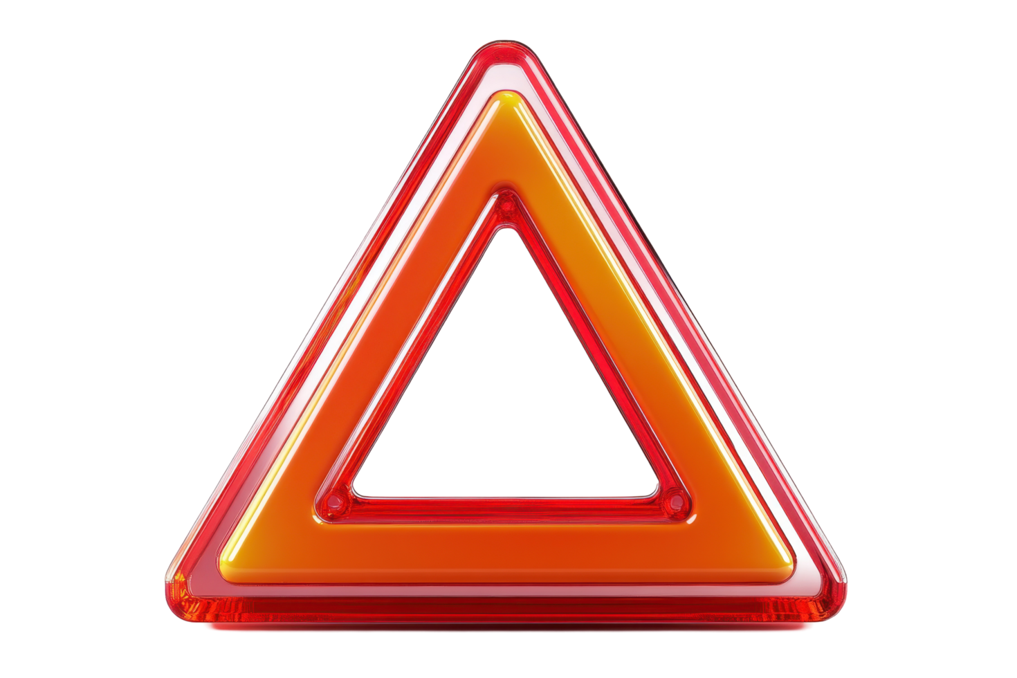 Three-dimensional warning triangle graphic design. png
