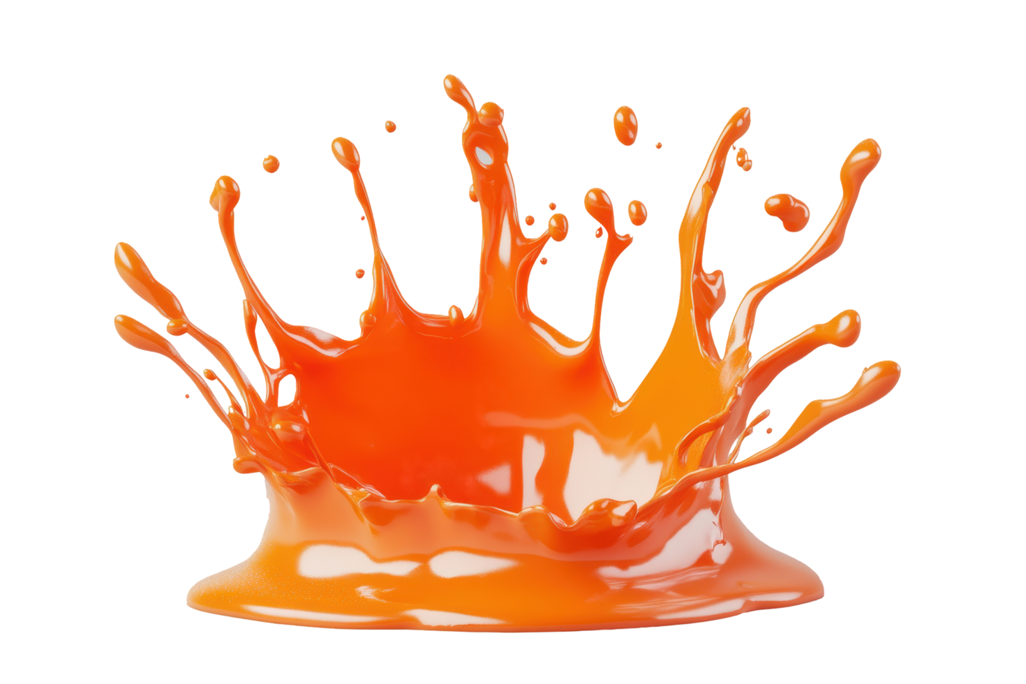 Vibrant orange liquid splash in a dynamic, three-dimensional design. png