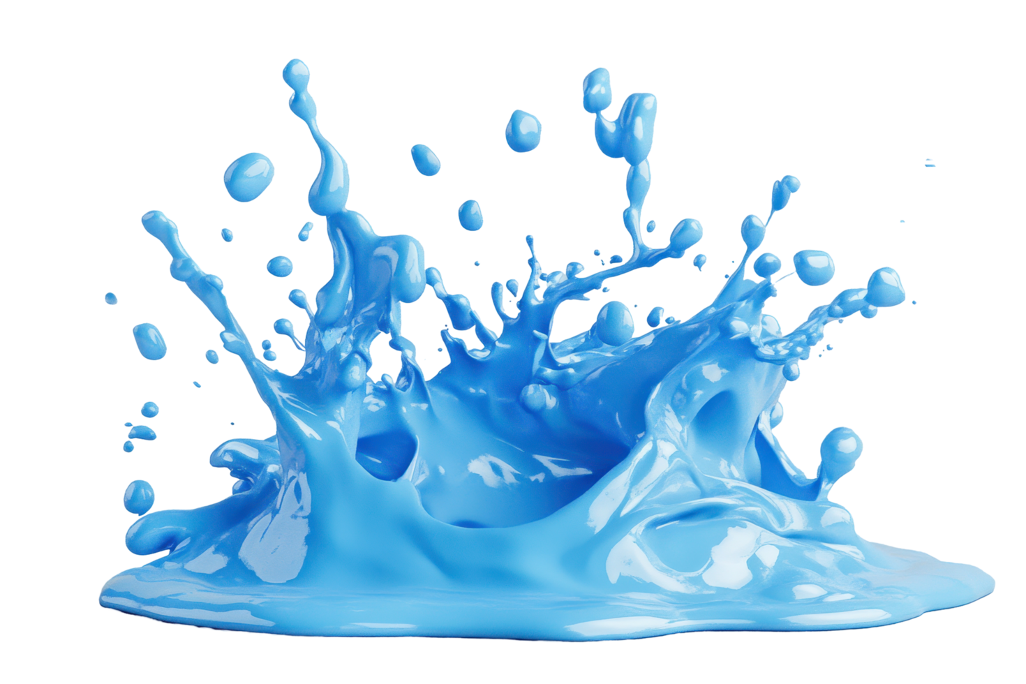 Dynamic, abstract splash of vibrant blue liquid. png