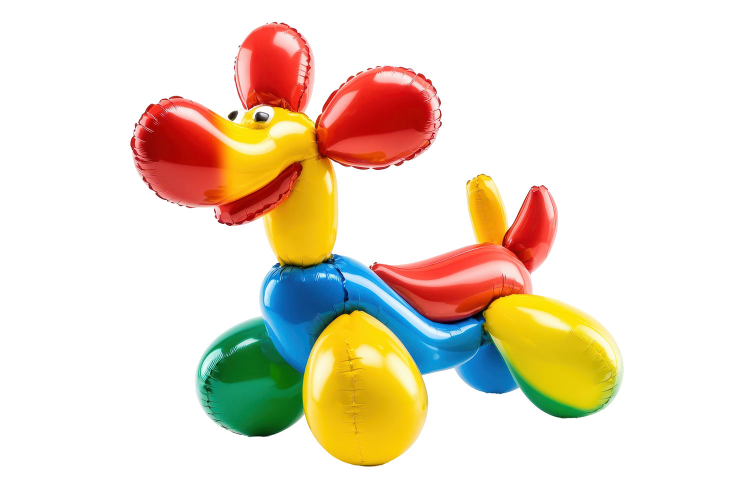 Colorful balloon animal dog toy, dynamic pose. png