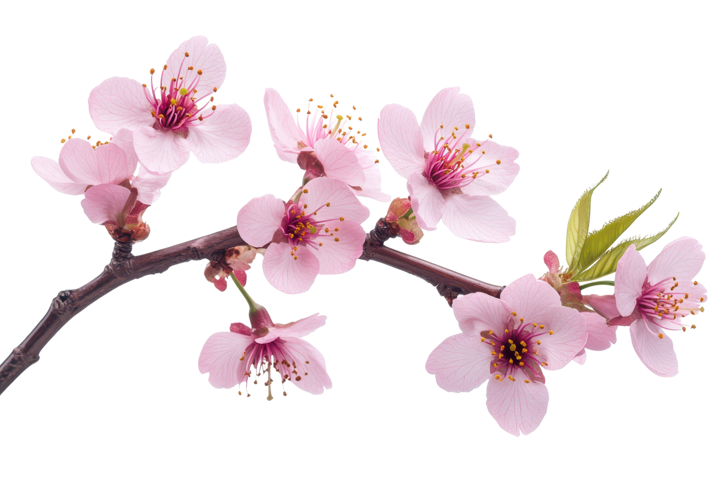 Delicate pink blossoms on a branch with abstract geometric shapes. png