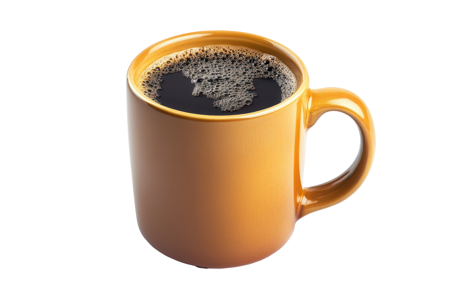 Full view of a mug of dark coffee. png