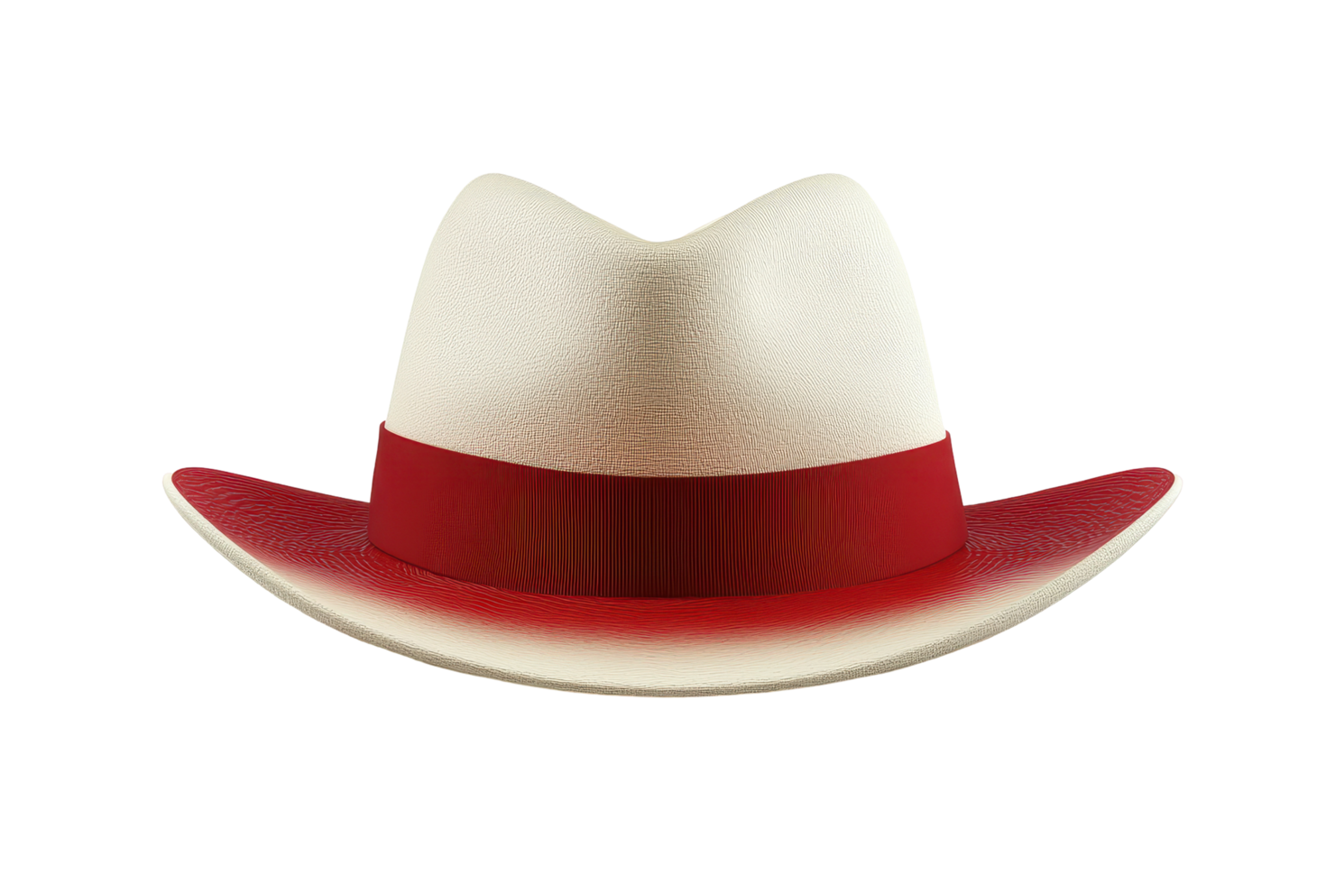Cream-colored fedora with a vibrant red band. png