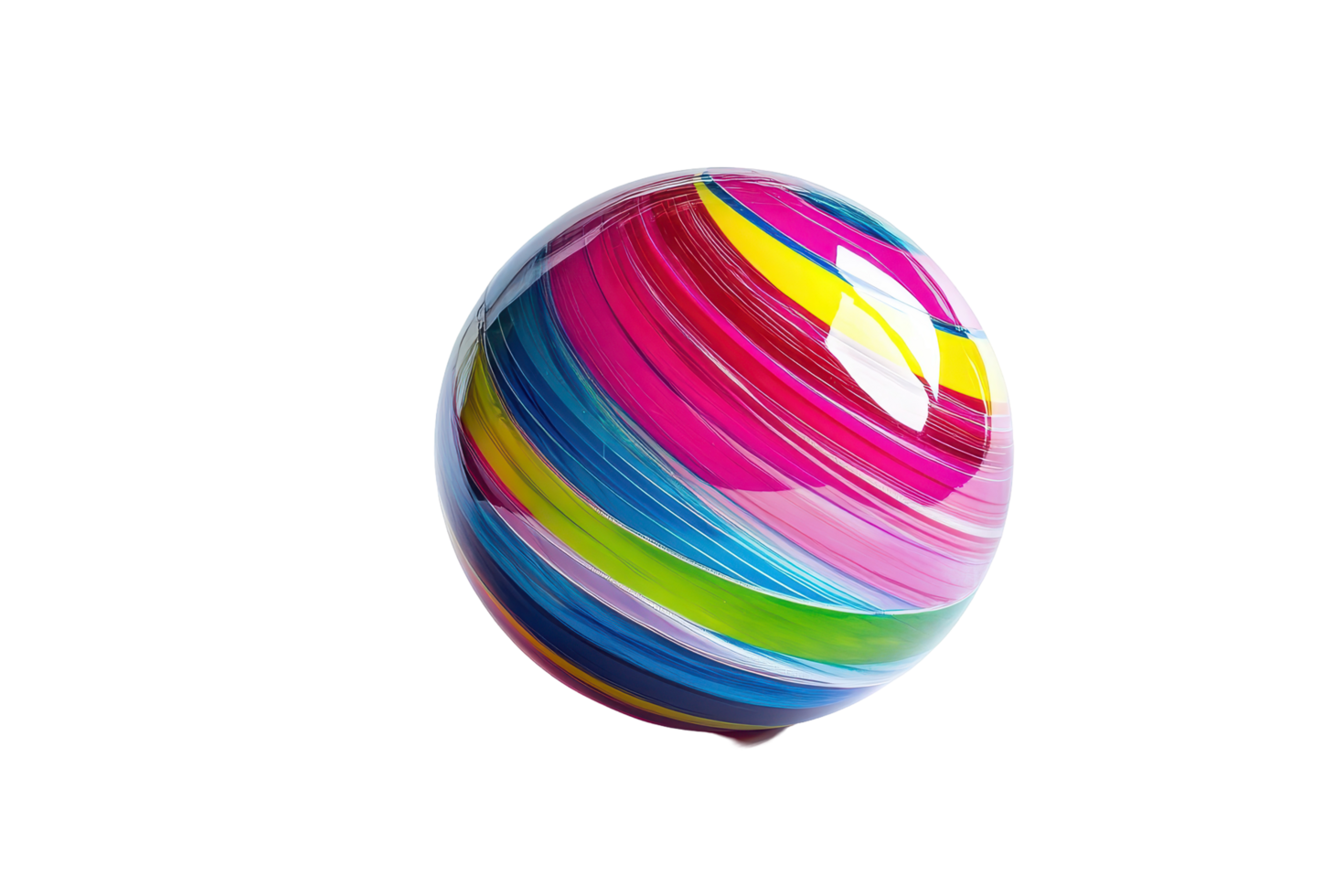 Colorful swirling sphere of vibrant hues against a neutral background. png