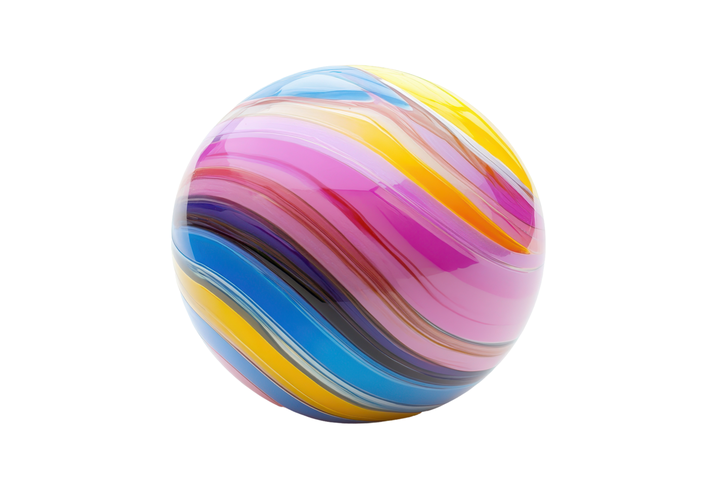 Vibrant, colorful sphere with swirling patterns. png