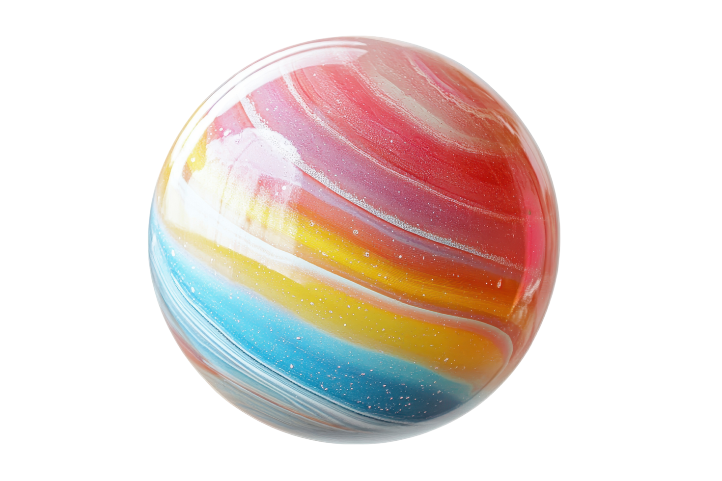 Vibrant sphere with swirling colorful patterns. png