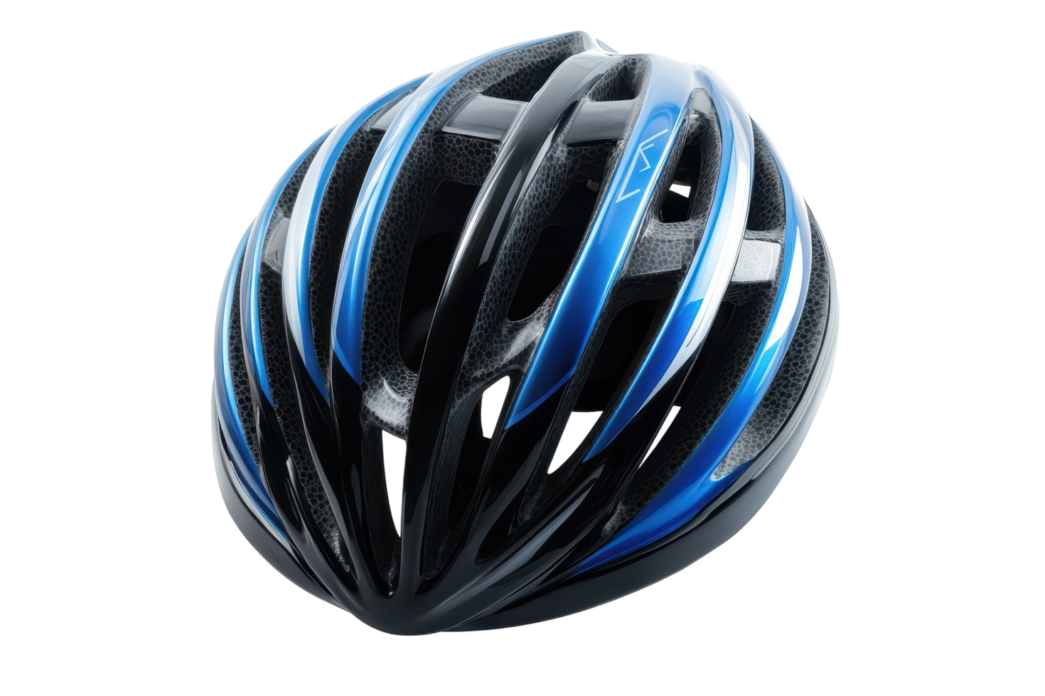 Stylish bicycle helmet with vibrant blue accents. png