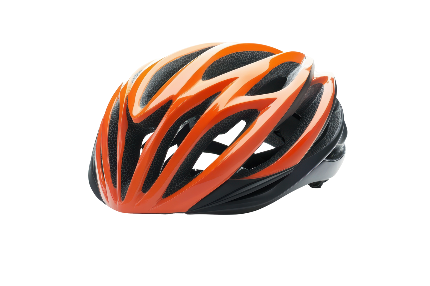 Close-up view of an orange bicycle helmet. png