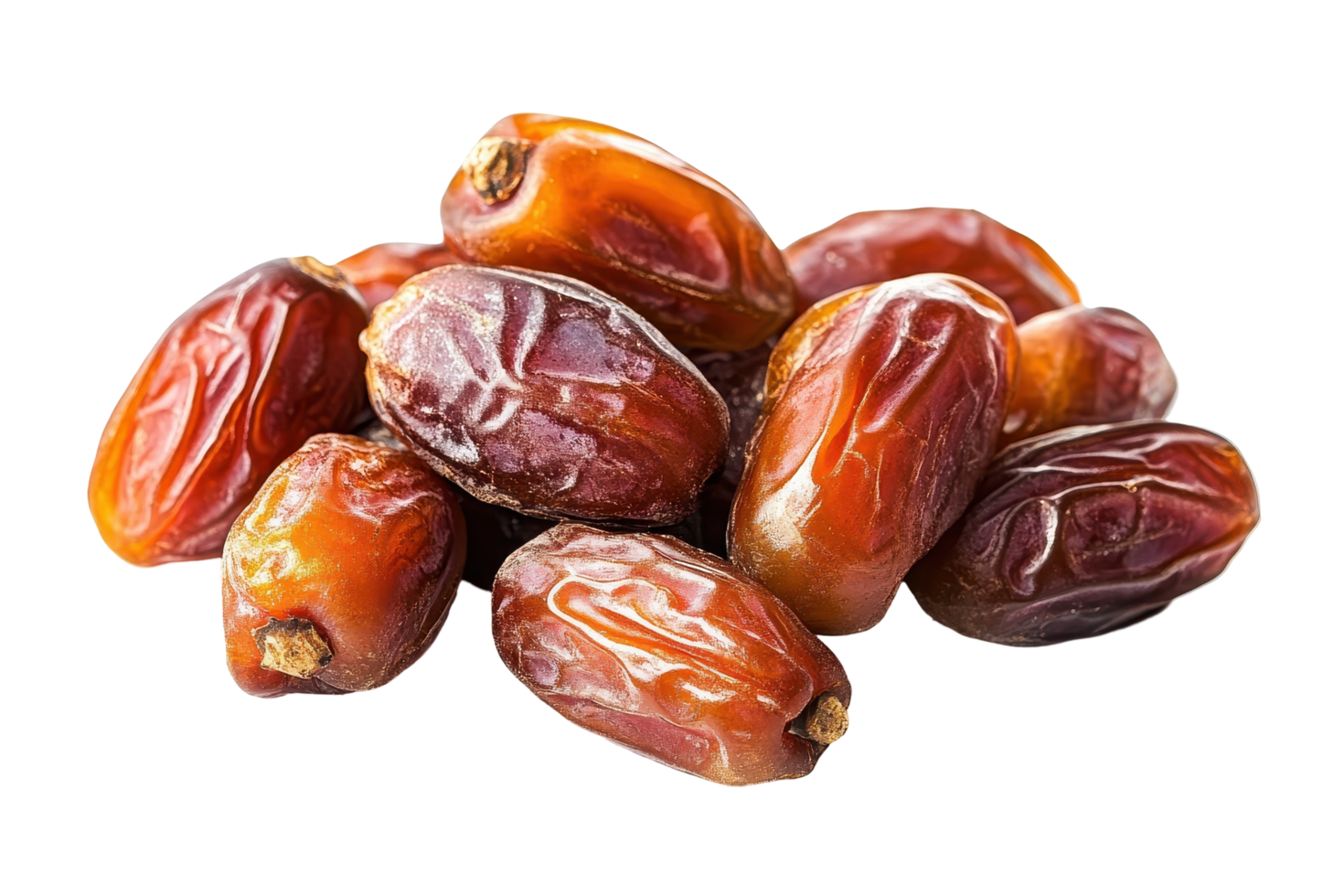 Close up view of a pile of delicious dates. png