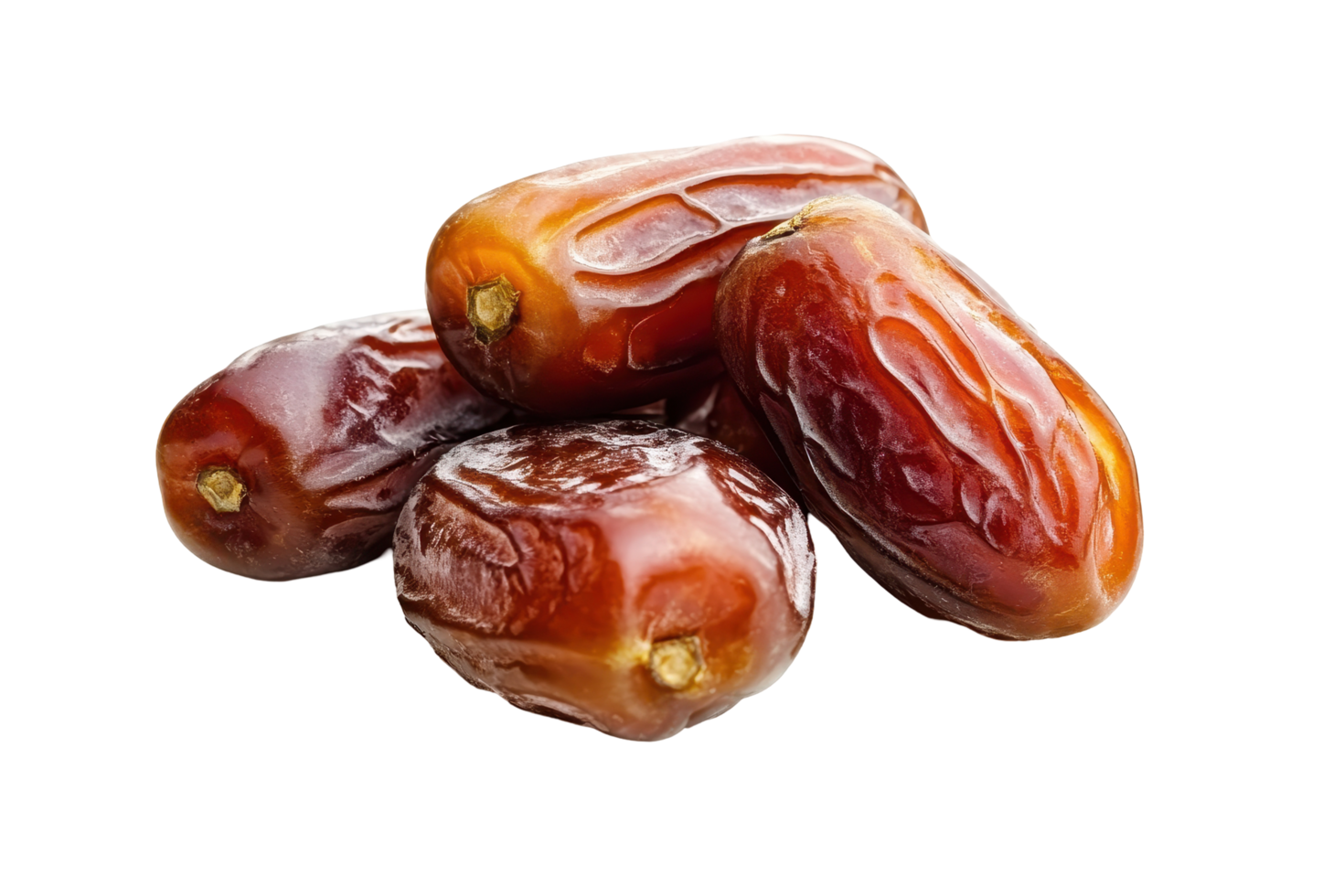 Close-up view of several plump dates clustered together. png
