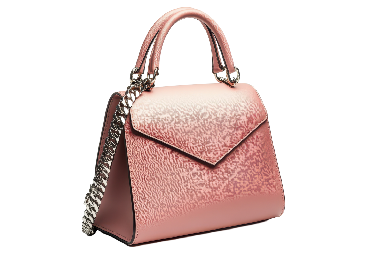 Stylish, pale pink handbag with an envelope shape. png