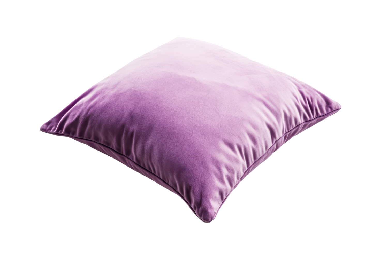 A mauve velvet square pillow on a platform. png