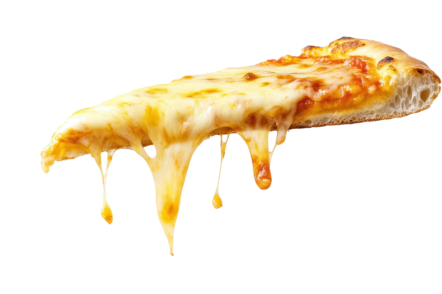 Melted cheese drips from a pizza slice. png