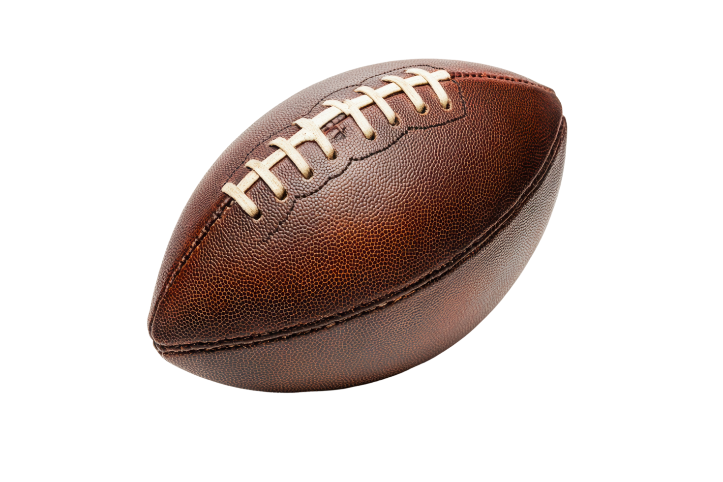 Close-up view of a vintage leather football. png