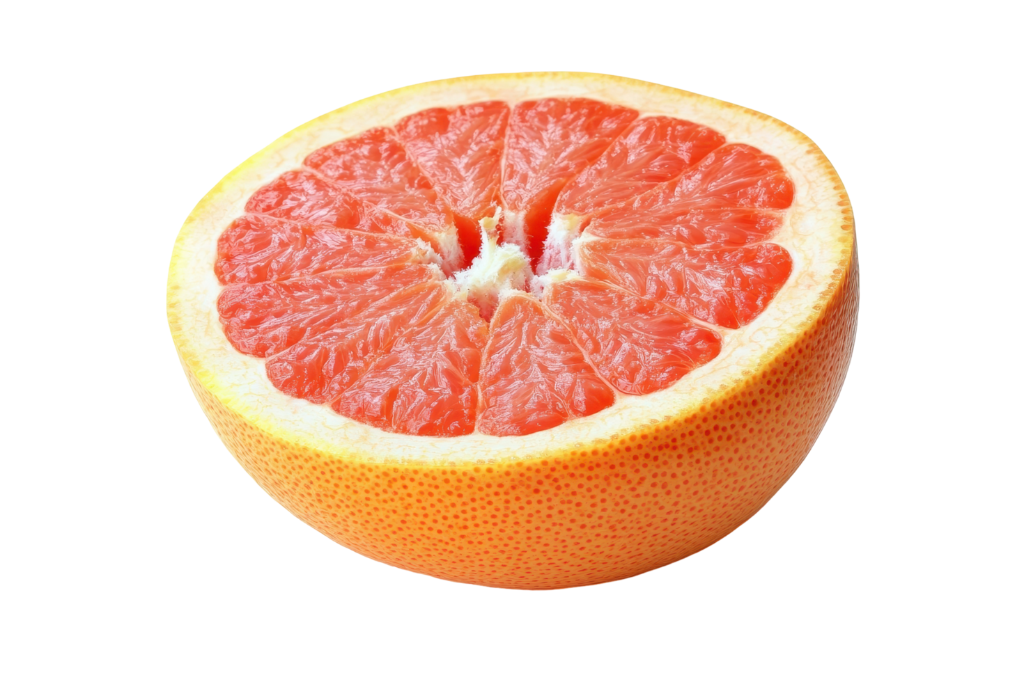 Close-up view of a juicy grapefruit half. png