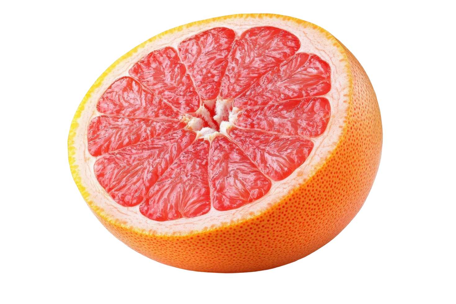 Close up of a juicy pink grapefruit half. png