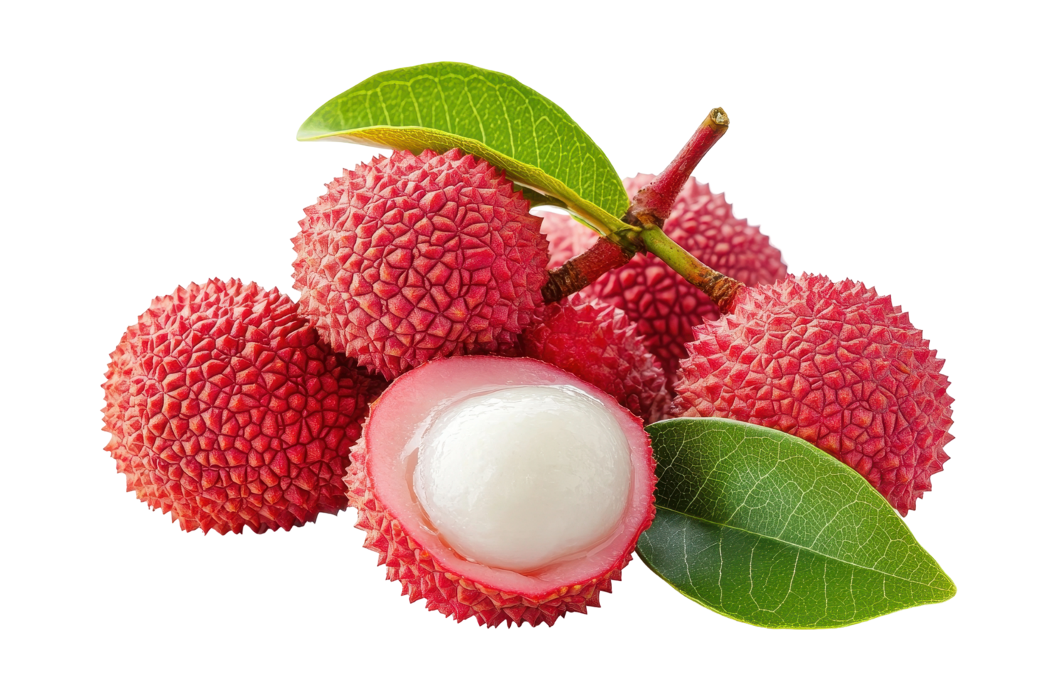 Close-up view of fresh lychees with vibrant colors. png