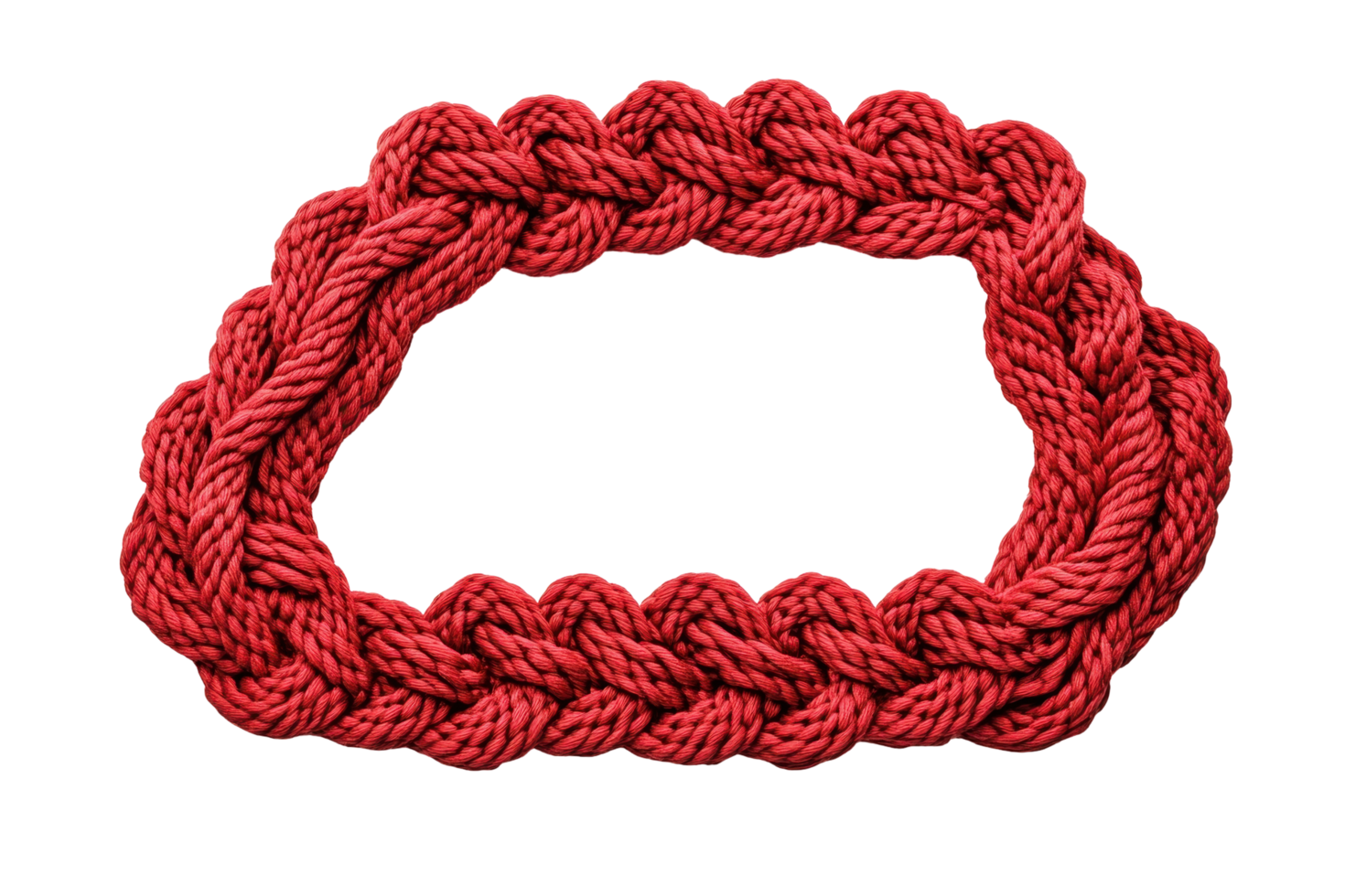 Intricate red braided rope frame design. png