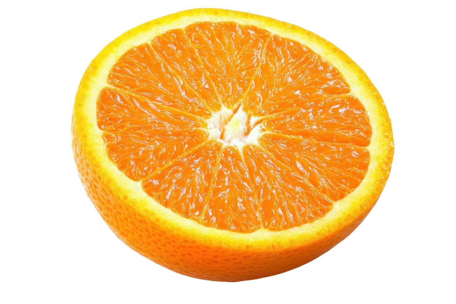 Close up view of a juicy citrus fruit slice. png