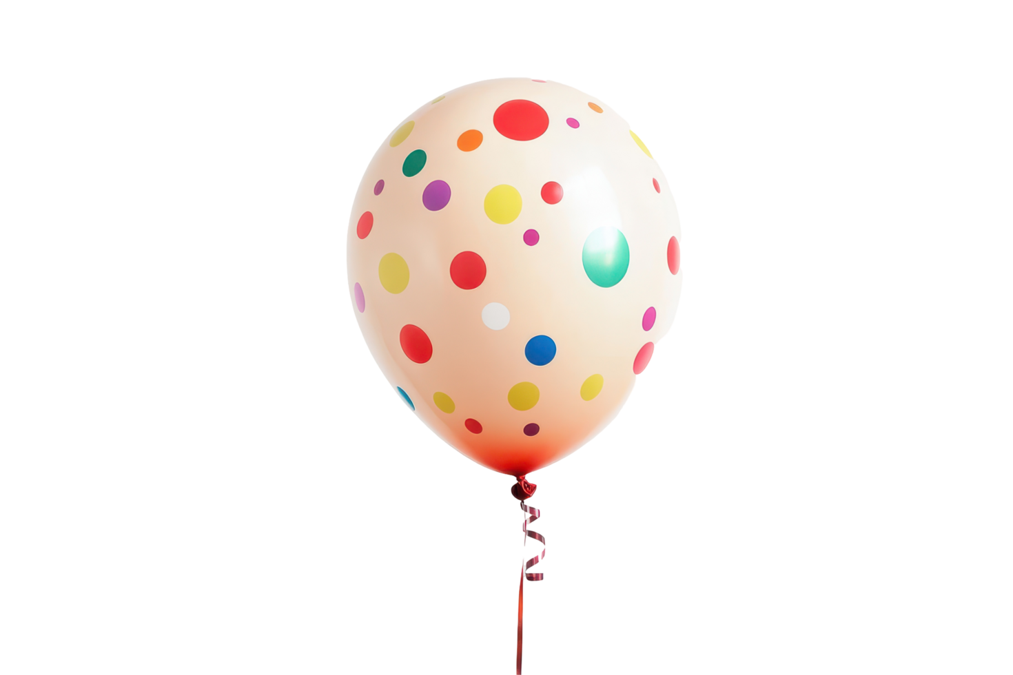 Colorful polka-dot balloon held aloft. png
