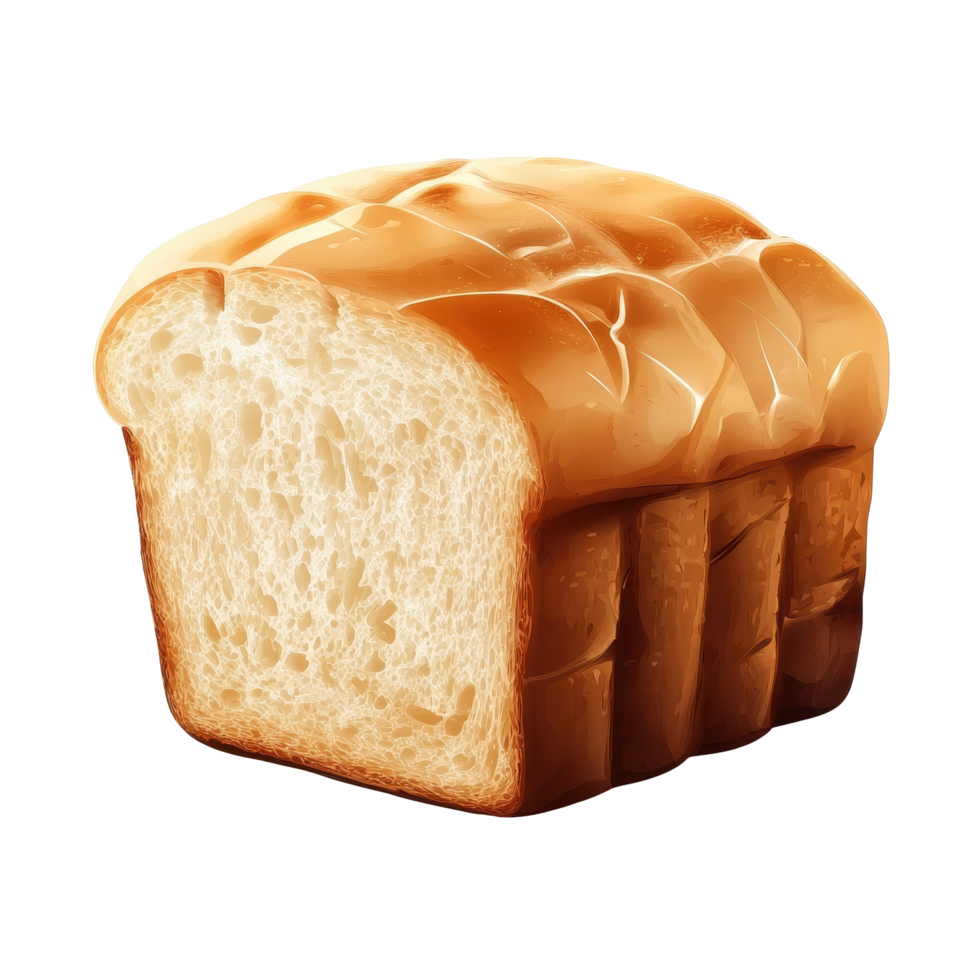 Detailed illustration of a golden-brown sliced loaf of bread. png