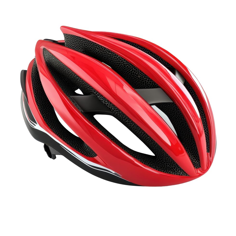 Red bicycle helmet with protective design. png